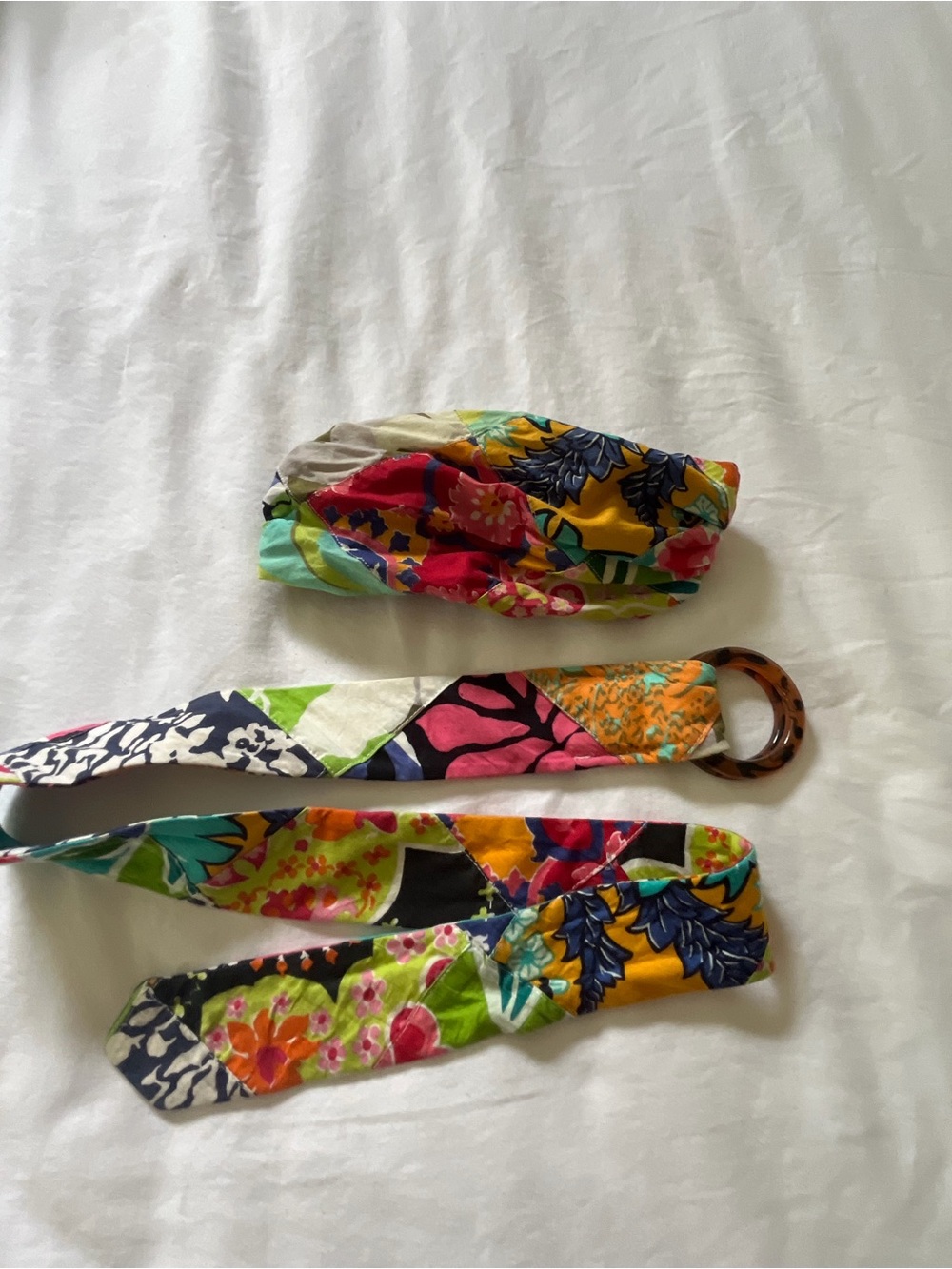 Floral Multicolor Women's Fabric Headwrap and Belt Set